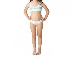 NEW SHADE CRITTERS ribbed tie back two piece swimsuit in pastel surfer stripe